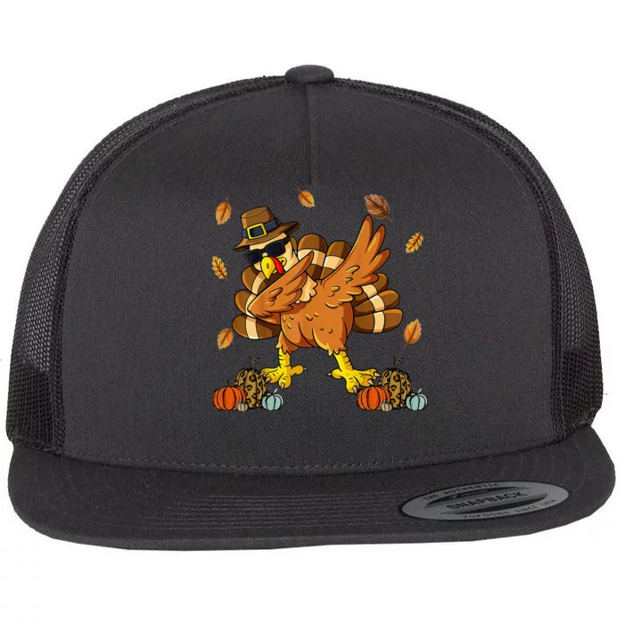 Thanksgiving Day Dabbing Turkey Pilgrim Flat Bill Trucker Hat