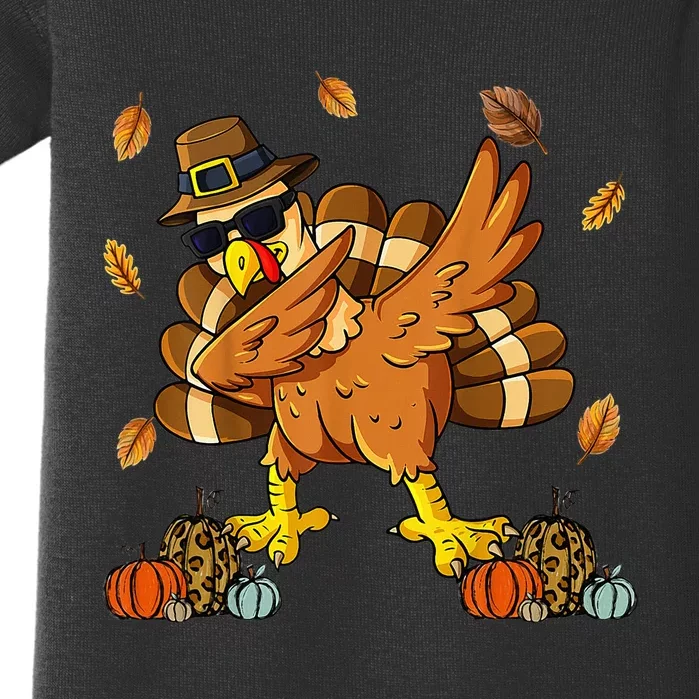 Thanksgiving Day Dabbing Turkey Pilgrim Baby Bodysuit