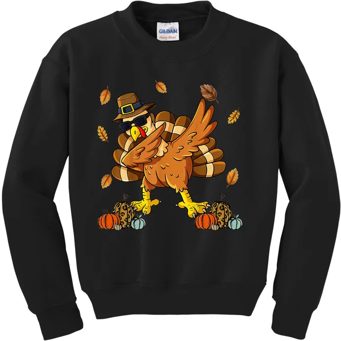 Thanksgiving Day Dabbing Turkey Pilgrim Kids Sweatshirt