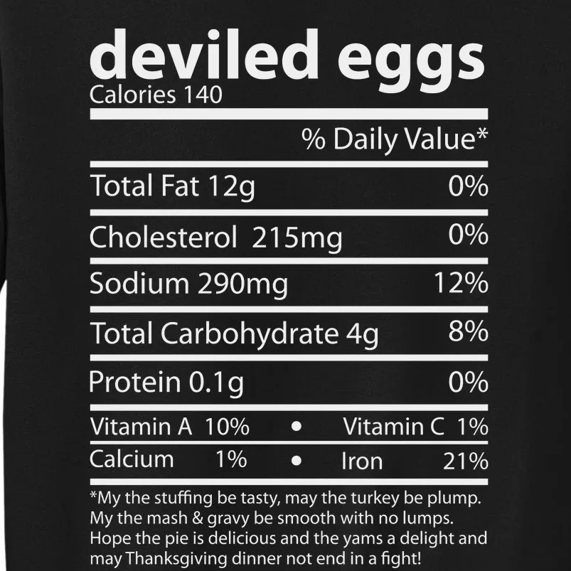 Thanksgiving Dinner Deviled Eggs Nutrition Fact For Thanksgiving Sweatshirt