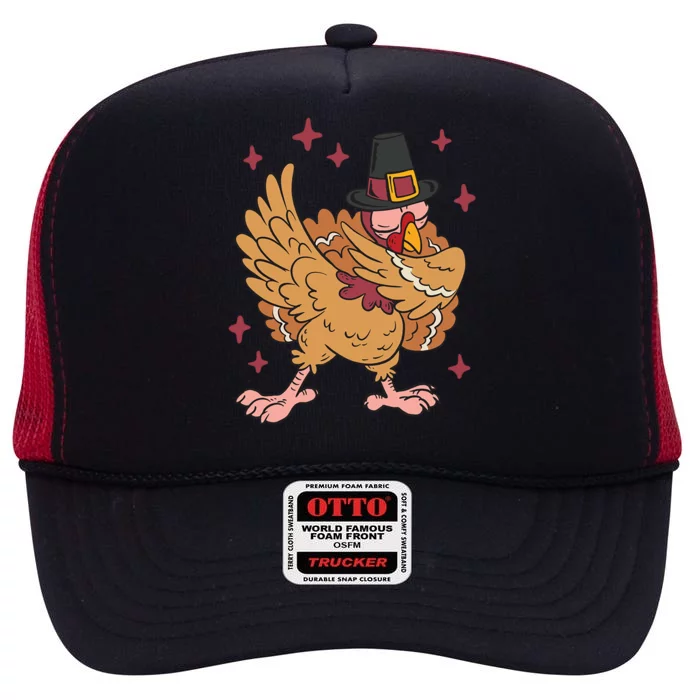 Thanksgiving Day Dinner Dabbing Turkey Pilgrim Dab Dance Meaningful Gift High Crown Mesh Trucker Hat