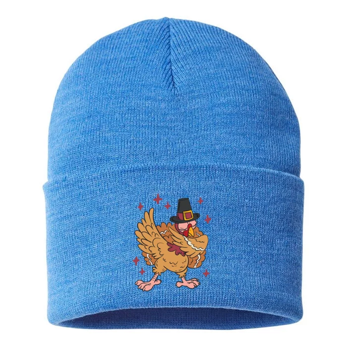 Thanksgiving Day Dinner Dabbing Turkey Pilgrim Dab Dance Meaningful Gift Sustainable Knit Beanie