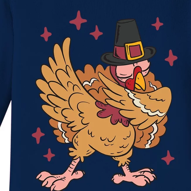 Thanksgiving Day Dinner Dabbing Turkey Pilgrim Dab Dance Meaningful Gift Baby Long Sleeve Bodysuit