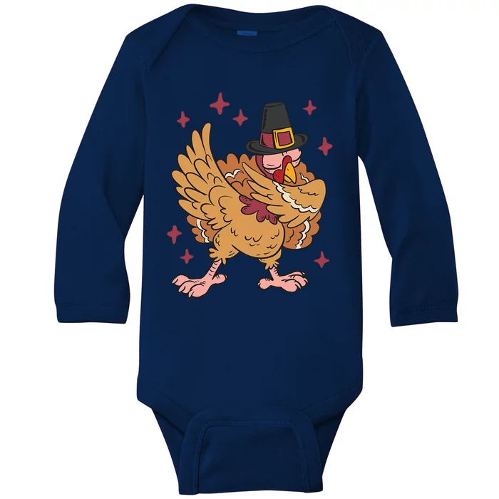 Thanksgiving Day Dinner Dabbing Turkey Pilgrim Dab Dance Meaningful Gift Baby Long Sleeve Bodysuit