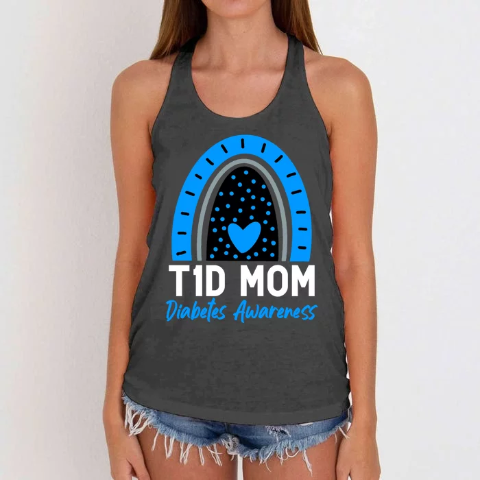 T1D Diabetes Day Costumes Type 1 Diabetic Mom Wife Rainbow Women's Knotted Racerback Tank