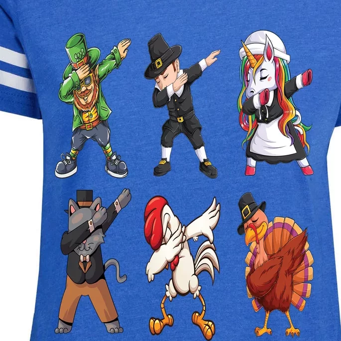 Turkey Dabbing Dance: A Hilarious Thanksgiving Cute Gift Enza Ladies Jersey Football T-Shirt