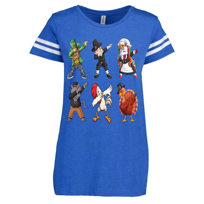 Turkey Dabbing Dance: A Hilarious Thanksgiving Cute Gift Enza Ladies Jersey Football T-Shirt