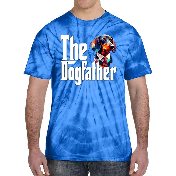 The Dogfather Dogs Daddy Father Dachshund Dad Gift Tie-Dye T-Shirt