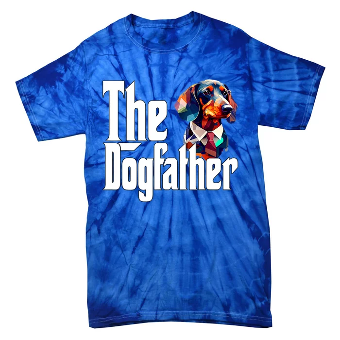 The Dogfather Dogs Daddy Father Dachshund Dad Gift Tie-Dye T-Shirt