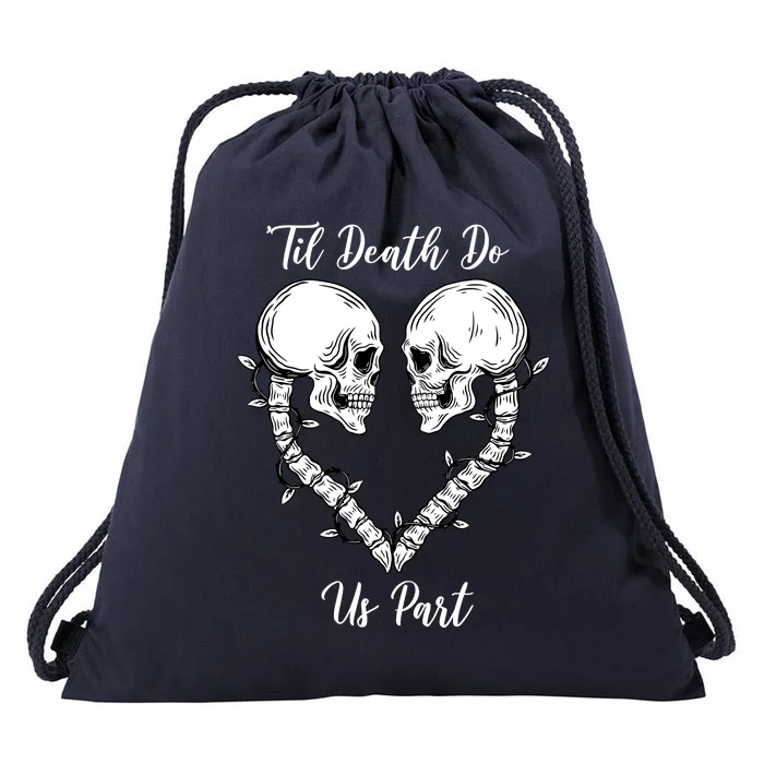 Til Death Do Us Part Skeleton Heart Drawstring Bag