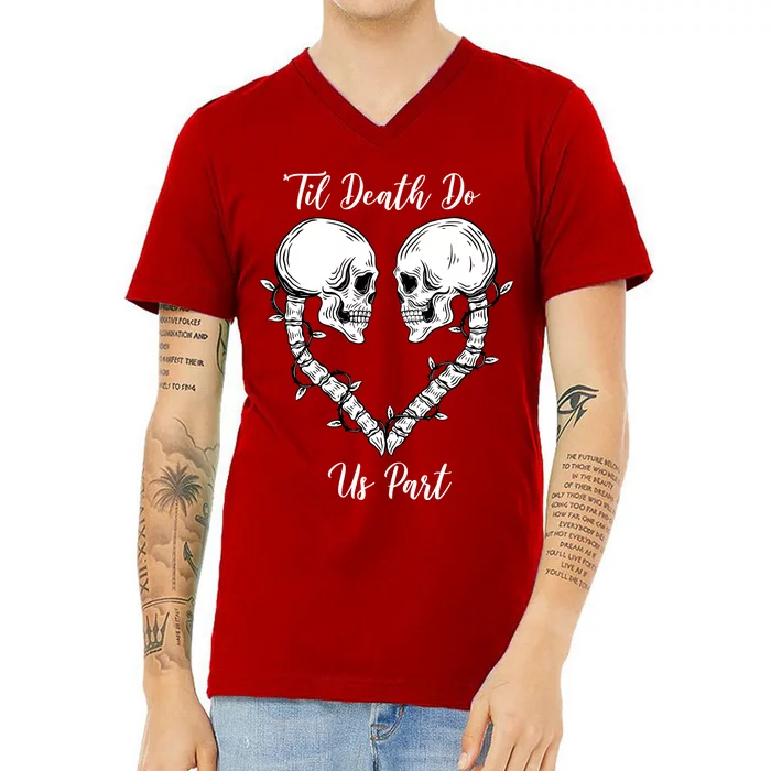 Til Death Do Us Part Skeleton Heart V-Neck T-Shirt