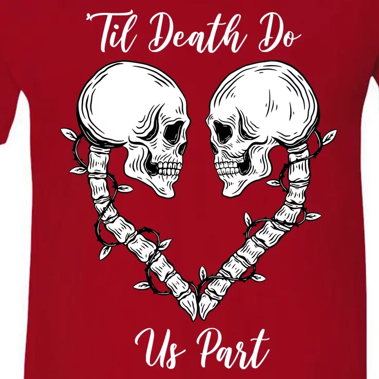 Til Death Do Us Part Skeleton Heart V-Neck T-Shirt