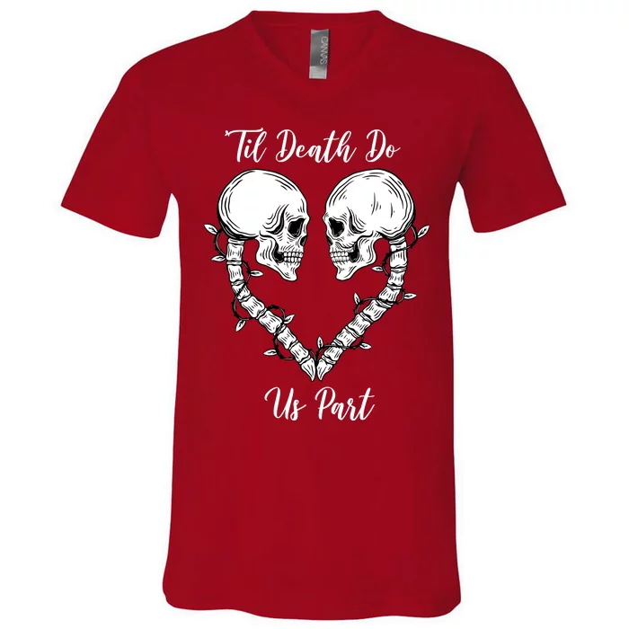 Til Death Do Us Part Skeleton Heart V-Neck T-Shirt