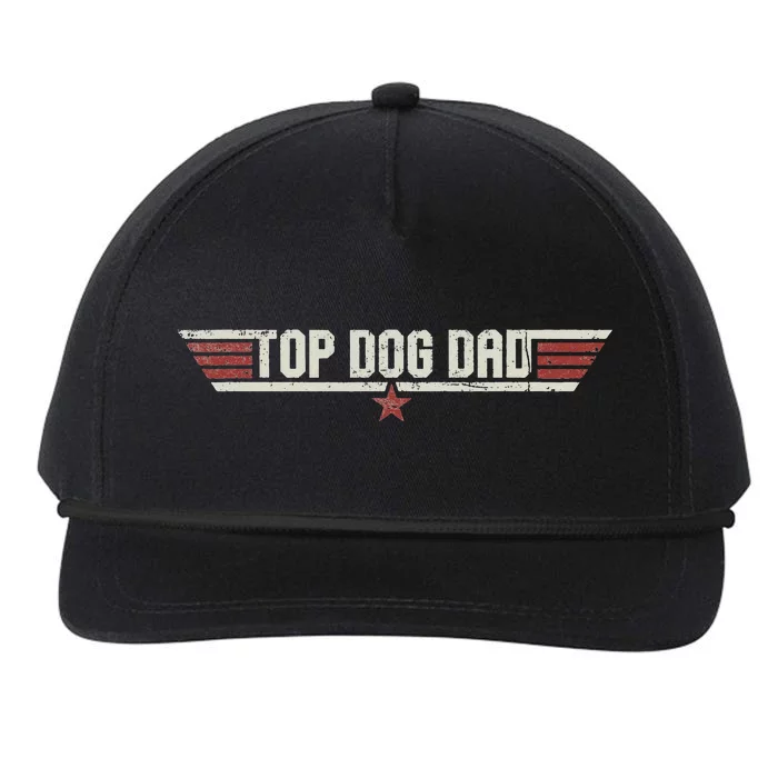 Top Dog Dad Funny Vintage 80's Gift Dog Father Father's Day Snapback Five-Panel Rope Hat