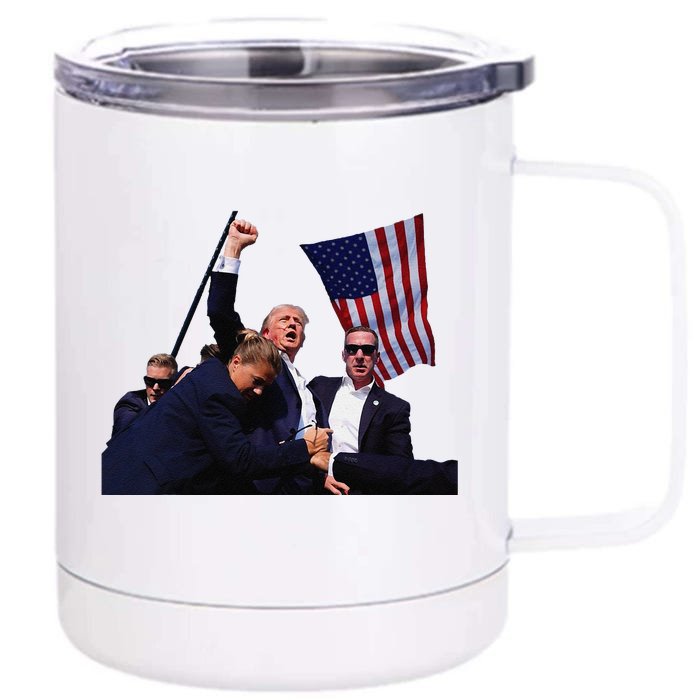 Trump Defiant Determined Postassassination Attempt Front & Back 12oz Stainless Steel Tumbler Cup