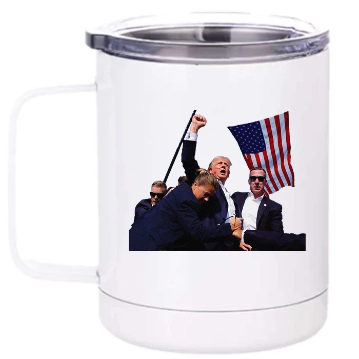 Trump Defiant Determined Postassassination Attempt Front & Back 12oz Stainless Steel Tumbler Cup