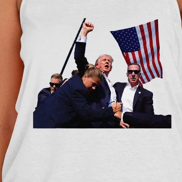 Trump Defiant Determined Postassassination Attempt Women's Knotted Racerback Tank