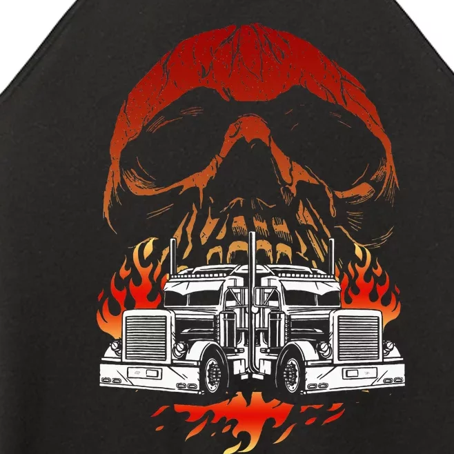 Truck Driver Design For Dad Big Rig Semitrailer Truckin Women’s Perfect Tri Rocker Tank