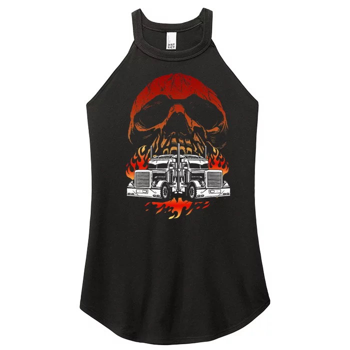 Truck Driver Design For Dad Big Rig Semitrailer Truckin Women’s Perfect Tri Rocker Tank