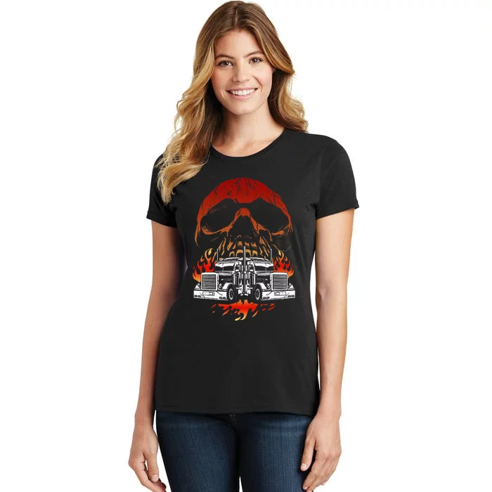 Truck Driver Design For Dad Big Rig Semitrailer Truckin Women's T-Shirt