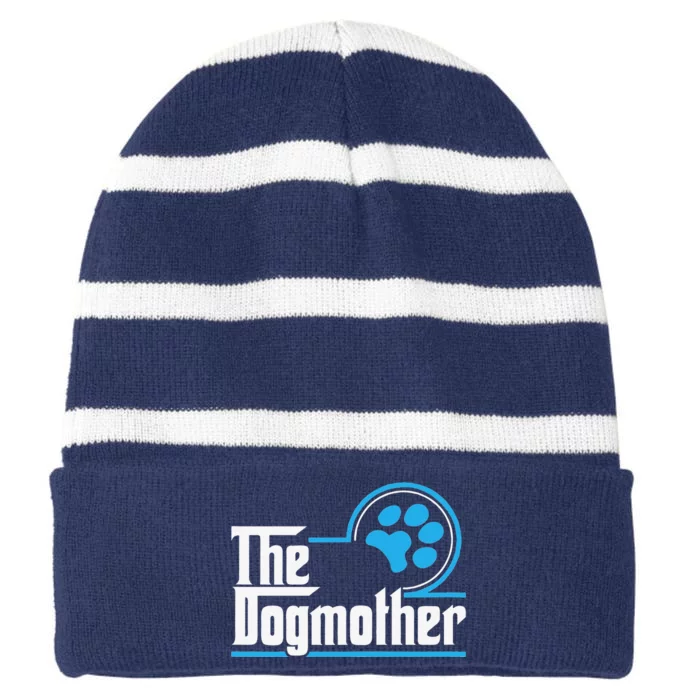 The Dogmother Dog Lover Mothers Day Gift Idea Striped Beanie with Solid Band