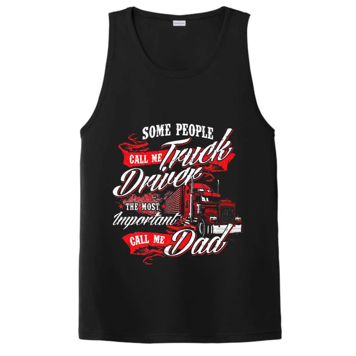 Truck Driver Dad Trucker Trucking Semi Truck Driver Performance Tank