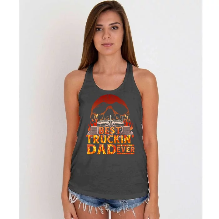 Truck Driver Design For Men Dad Big Rig SemiTrailer Truckin Women's Knotted Racerback Tank