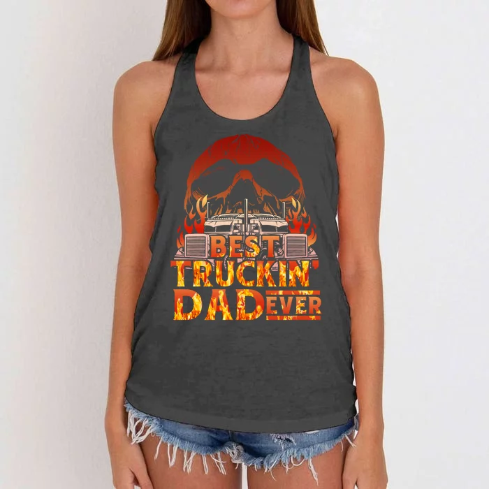 Truck Driver Design For Men Dad Big Rig SemiTrailer Truckin Women's Knotted Racerback Tank