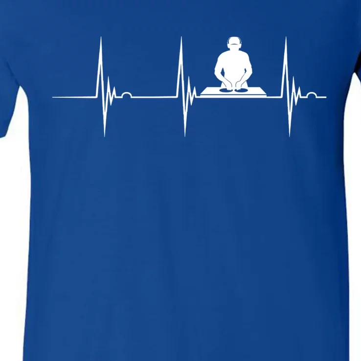 Turntable Dj Dance Music Heartbeat Ekg Pulse Dj Techno Gift V-Neck T-Shirt