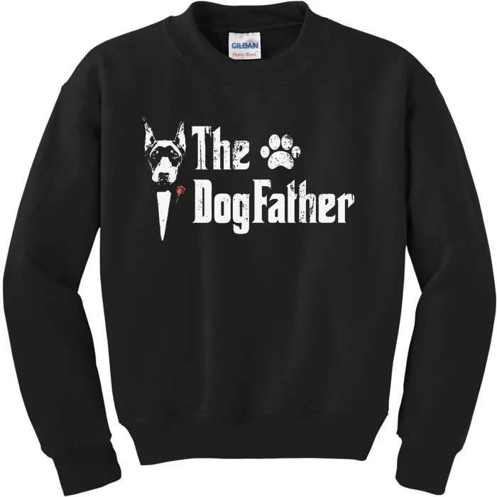 The Dogfather Doberman pinscher Dog Dad Father's Day Kids Sweatshirt