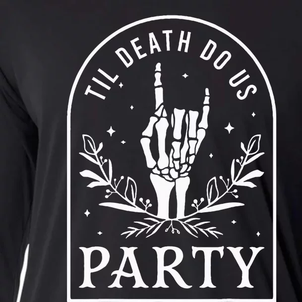 Til Death Do Us Party Retro Halloween Bachelorette Matching Cooling Performance Long Sleeve Crew