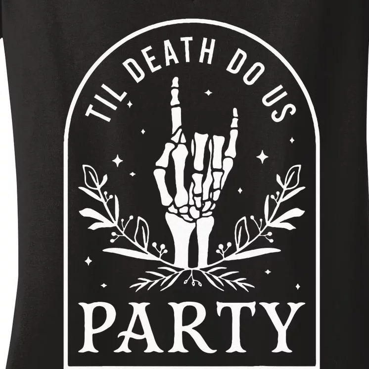 Til Death Do Us Party Retro Halloween Bachelorette Matching Women's V-Neck T-Shirt