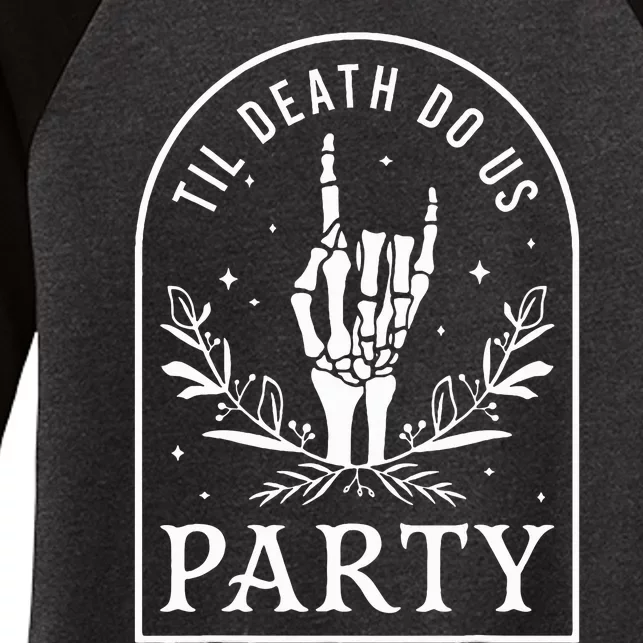 Til Death Do Us Party Halloween Bachelorette Matching Women's Tri-Blend 3/4-Sleeve Raglan Shirt