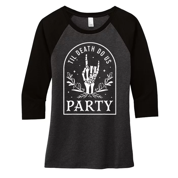 Til Death Do Us Party Halloween Bachelorette Matching Women's Tri-Blend 3/4-Sleeve Raglan Shirt