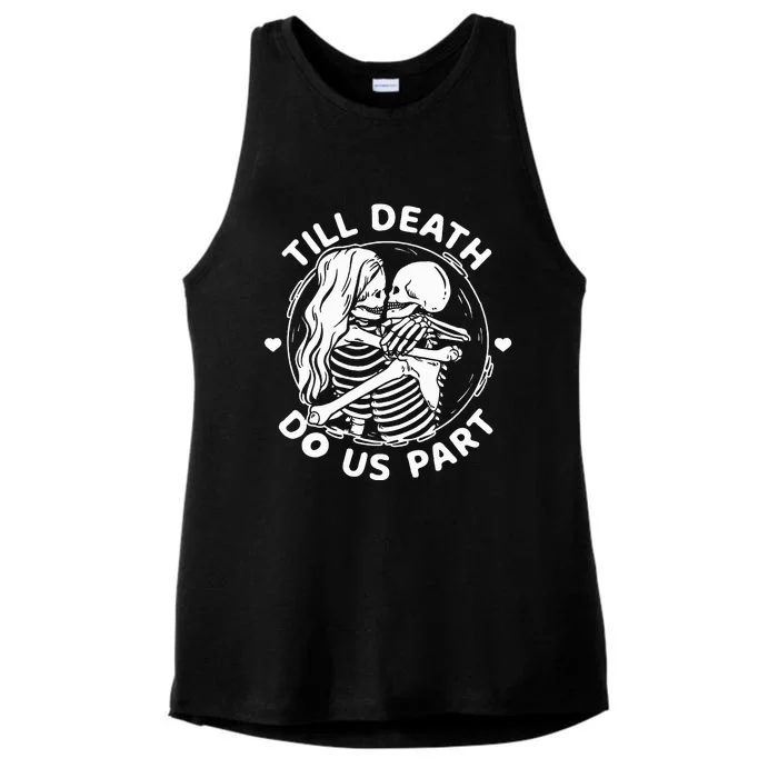 Till Death Do Us Part Skeleton Couple Kissing Ladies Tri-Blend Wicking Tank