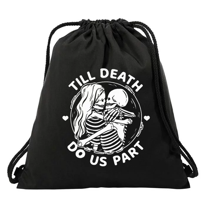 Till Death Do Us Part Skeleton Couple Kissing Drawstring Bag