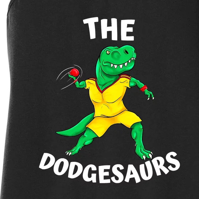 The Dodgesaurs Dodgeball Team Name Funny Dinosaur Dodgeball Women's Racerback Tank