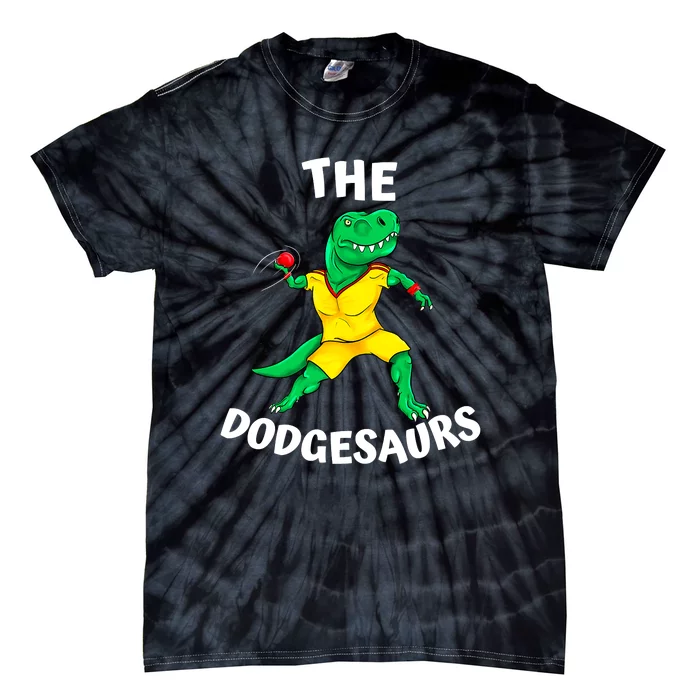 The Dodgesaurs Dodgeball Team Name Funny Dinosaur Dodgeball Tie-Dye T-Shirt