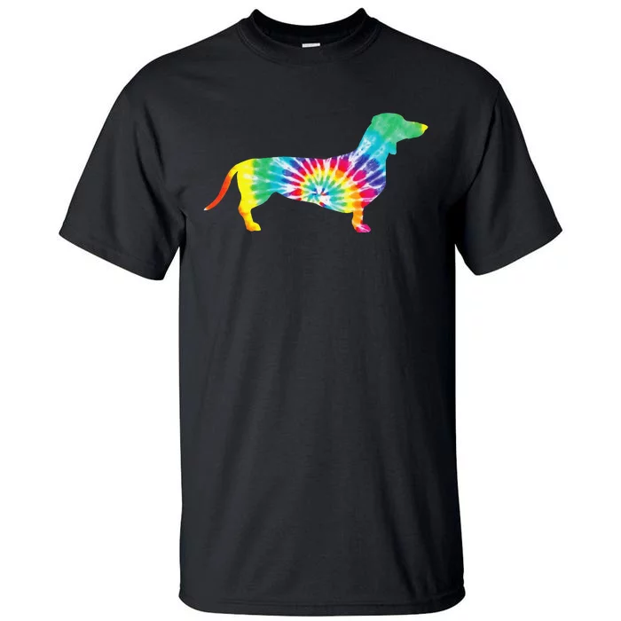 Tie Dye Dog Hippie Dachshund Retro Puppy Gift Tall T-Shirt