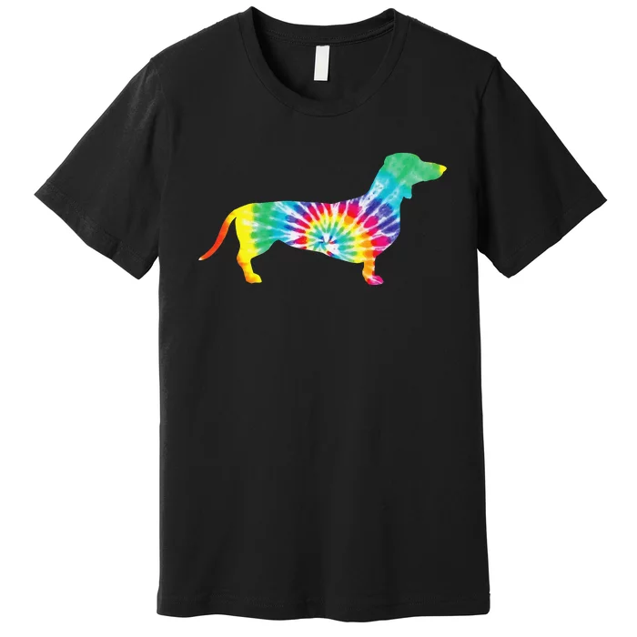 Tie Dye Dog Hippie Dachshund Retro Puppy Gift Premium T-Shirt