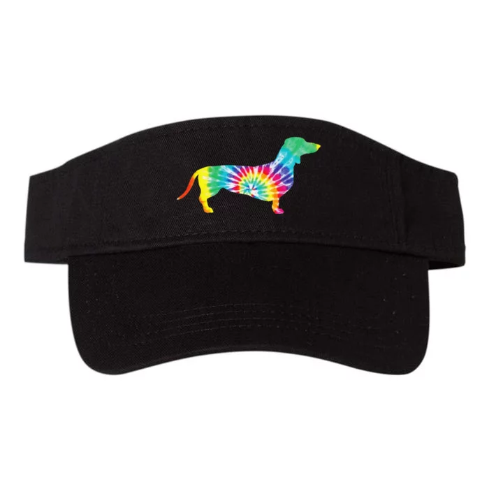 Tie Dye Dog Hippie Dachshund Retro Puppy Gift Valucap Bio-Washed Visor