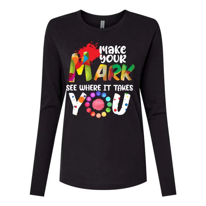 The Dot Day Make Your Mark See Where It Takes You Dot Womens Cotton Relaxed Long Sleeve T-Shirt