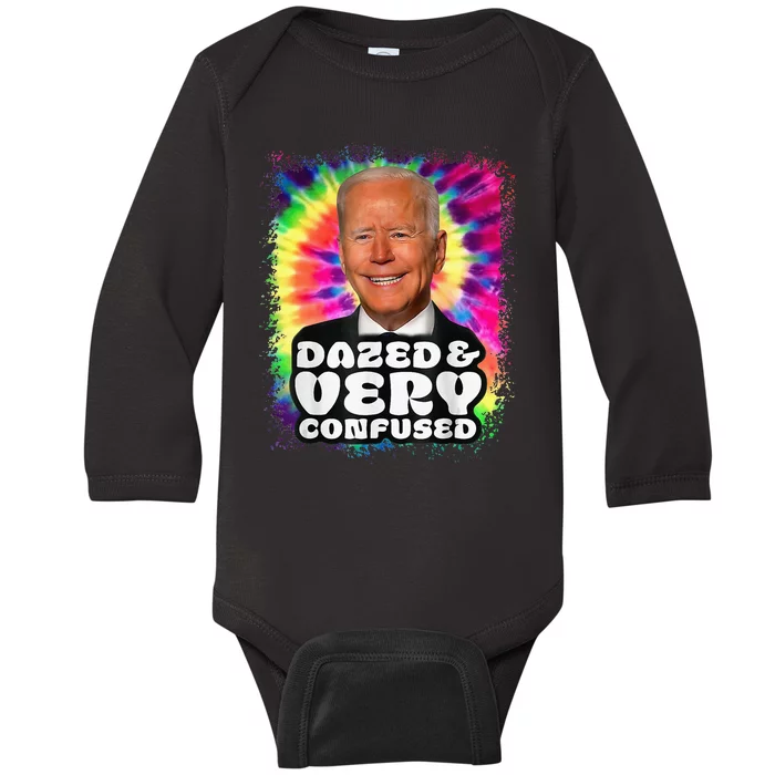 Tie dye Dazed And Very Confused Biden Baby Long Sleeve Bodysuit