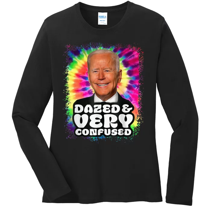 Tie dye Dazed And Very Confused Biden Ladies Long Sleeve Shirt