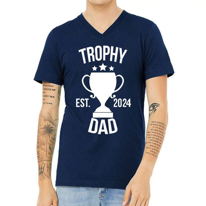 Trophy Dad Est 2024 V-Neck T-Shirt