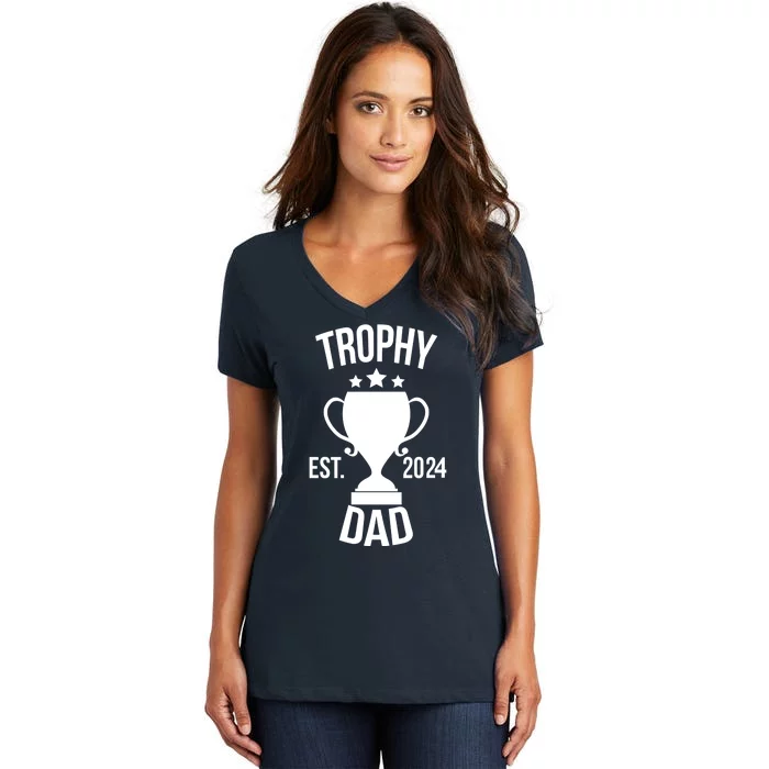 Trophy Dad Est 2024 Women's V-Neck T-Shirt