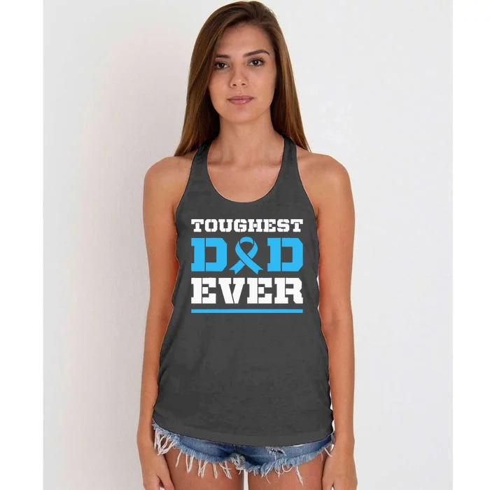 Toughest Dad Ever Prostate Cancer Awareness Support Women's Knotted Racerback Tank