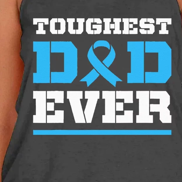 Toughest Dad Ever Prostate Cancer Awareness Support Women's Knotted Racerback Tank