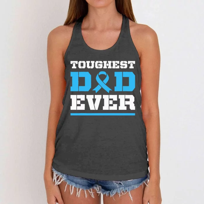 Toughest Dad Ever Prostate Cancer Awareness Support Women's Knotted Racerback Tank