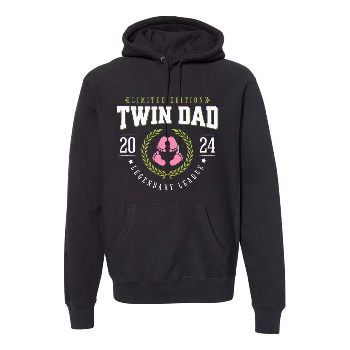 Twin Dad Est 2024 Twin Dad To Be New Daddy Premium Hoodie